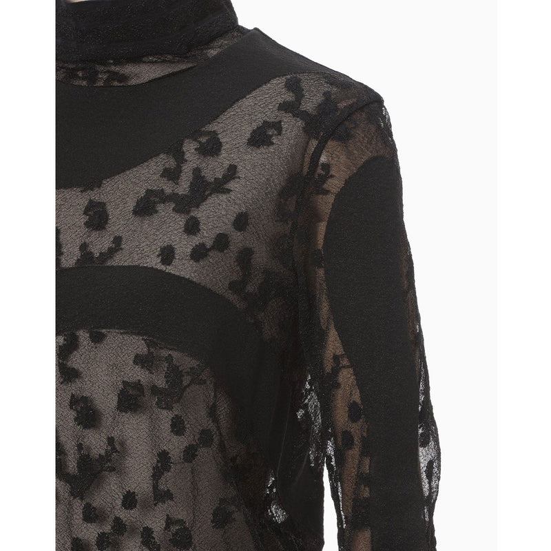 Knitted High Neck Top -BLACK-