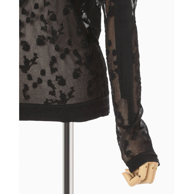 Knitted High Neck Top -BLACK-