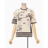 Nature Pattern Sheer Knitted Crew Neck Top-black