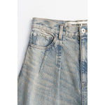 High-waisted Curved Denim-BLUE-