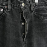 DENIM BARREL LEG JEANS -USED WASH(BLACK)-