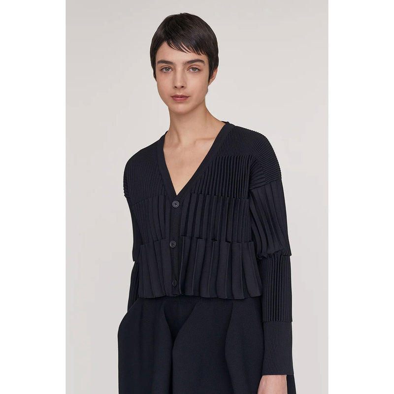 ACCORDION CROPPED CARDIGAN-BLACK-