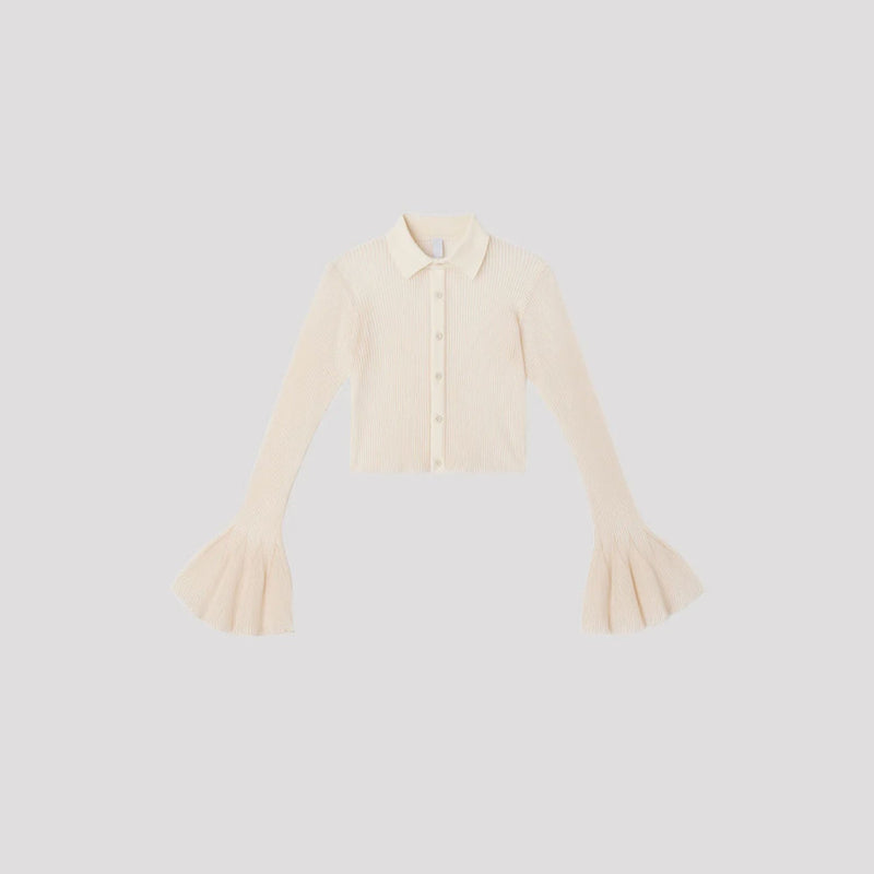 HYPHA LUCENT GLITTER SHIRT CARDIGAN-PEARLGOLD