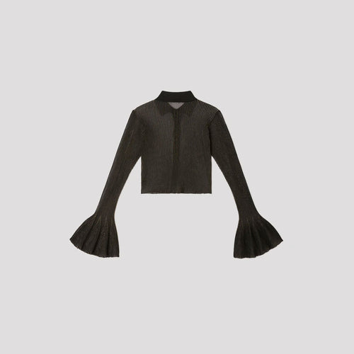 HYPHA LUCENT GLITTER SHIRT CARDIGAN-BLACKBLACK-
