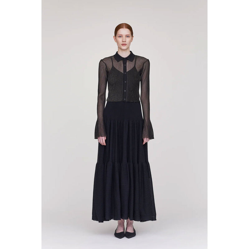 HYPHA LUCENT GLITTER SHIRT CARDIGAN-BLACKBLACK-