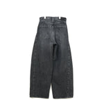 DENIM BARREL LEG JEANS -USED WASH(BLACK)-