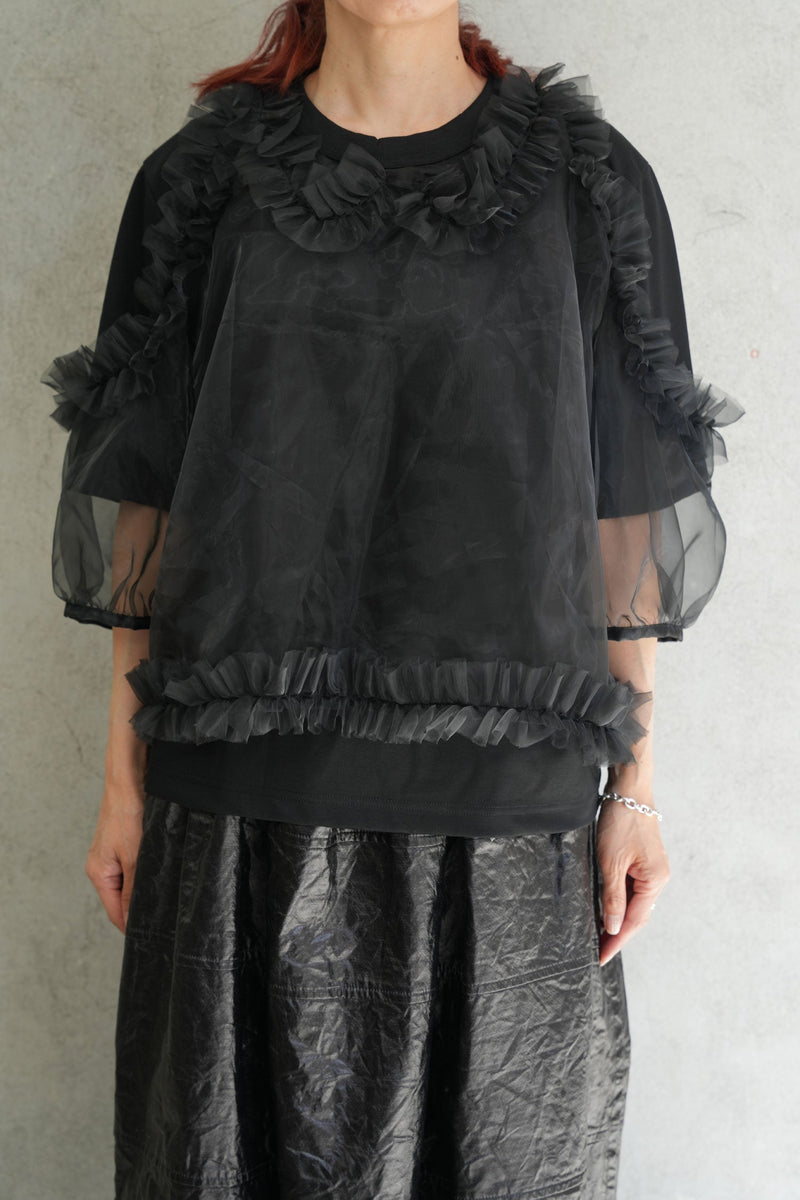チュールレイヤードTOPS-BLACK-