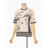 Nature Pattern Sheer Knitted Crew Neck Top-black