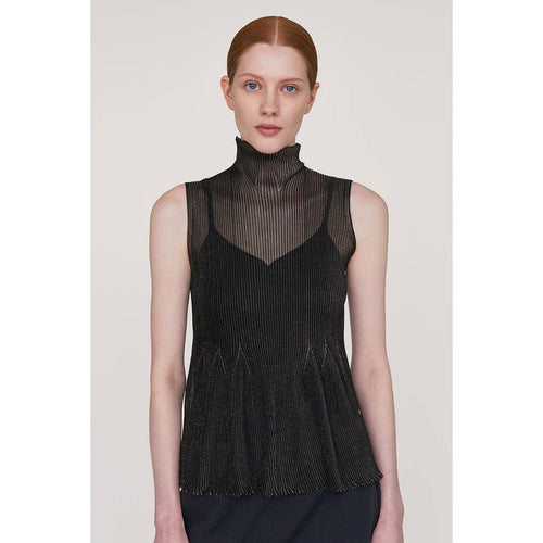 HYPHA LUCENT GLITTER SLEEVELESS TOP -BLACKBLACK