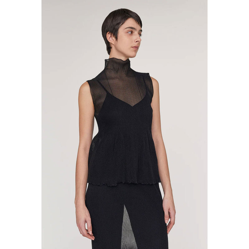 HYPHA LUCENT GLITTER SLEEVELESS TOP -BLACKBLACK