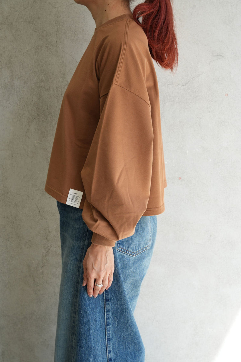 CROPPED LONG-SLV TEE/BIG FIT(6.5OZ)-C/BROWN -