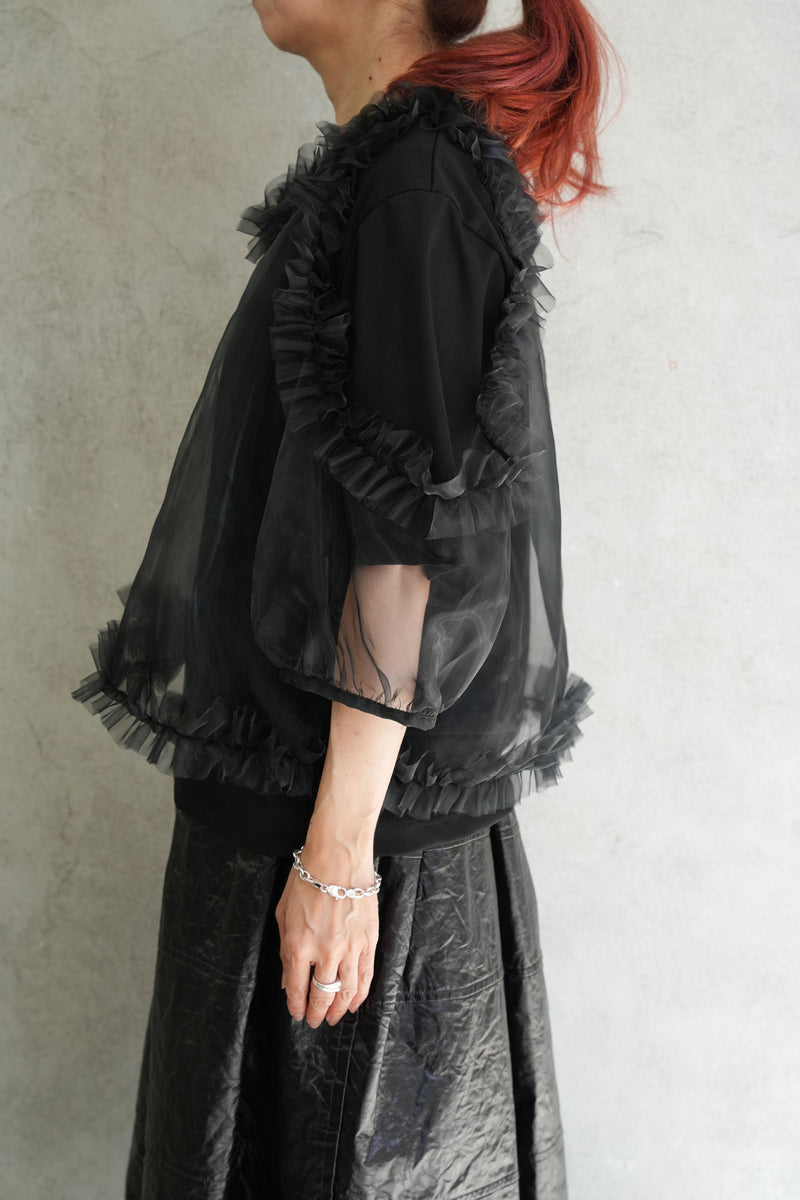 チュールレイヤードTOPS-BLACK-