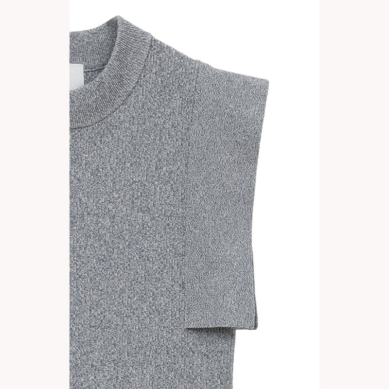 SQUARE SLEEVE KNIT TOPS -BLUE-