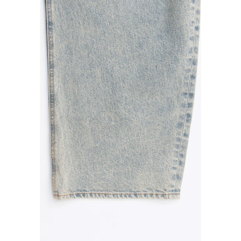 High-waisted Curved Denim-BLUE-