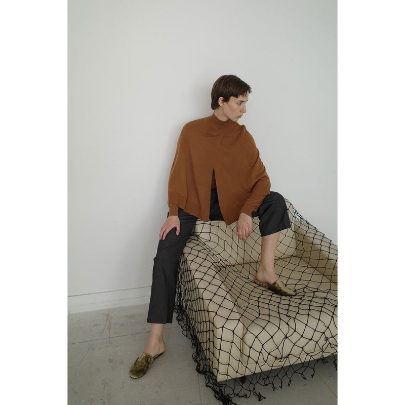 CAPE SET KNIT TOPS -CAMEL-