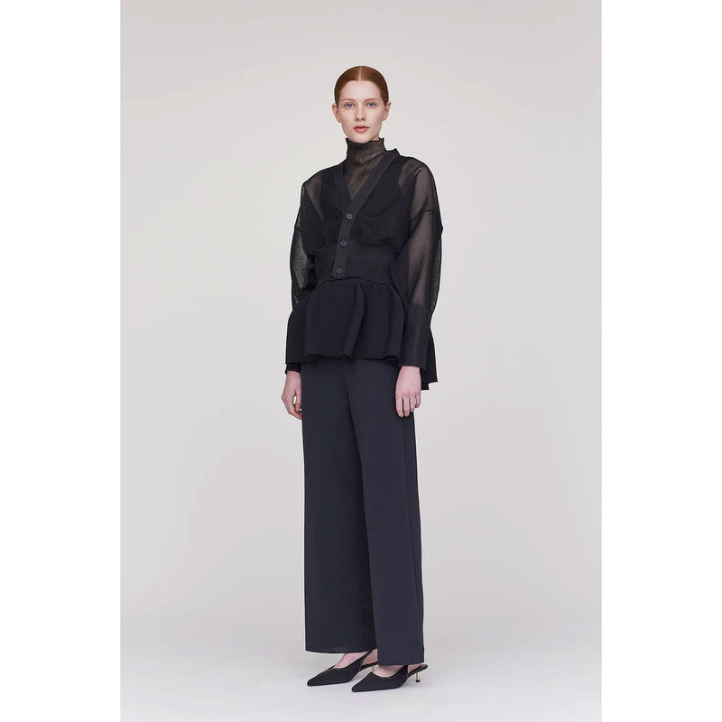GARTER LUCENT CROPPED CARDIGAN-BLACK-