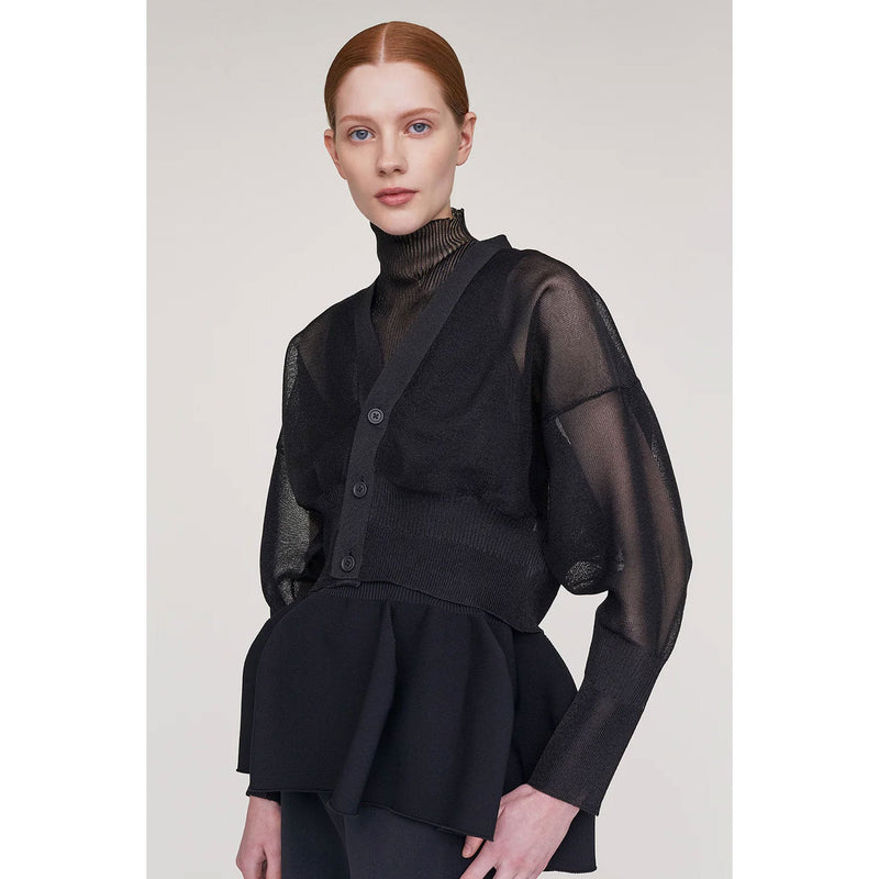 GARTER LUCENT CROPPED CARDIGAN-BLACK-