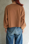 CROPPED LONG-SLV TEE/BIG FIT(6.5OZ)-C/BROWN -