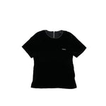 Shoulder Gathered Velour T-Shirt-C.GREY-