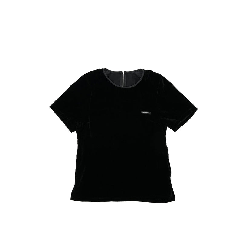 Shoulder Gathered Velour T-Shirt-C.GREY-