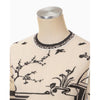 Nature Pattern Sheer Knitted Crew Neck Top-black