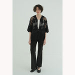 SHEER FLOWER LACE SHIRTS -IVORY-