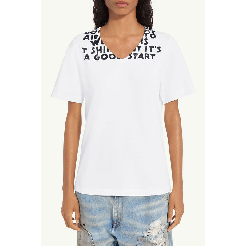 Vネック SIDA Tシャツ-WHITE-