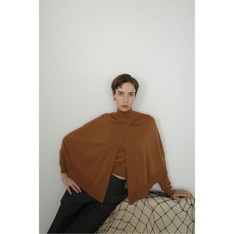 CAPE SET KNIT TOPS -CAMEL-