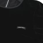 Shoulder Gathered Velour T-Shirt-C.GREY-