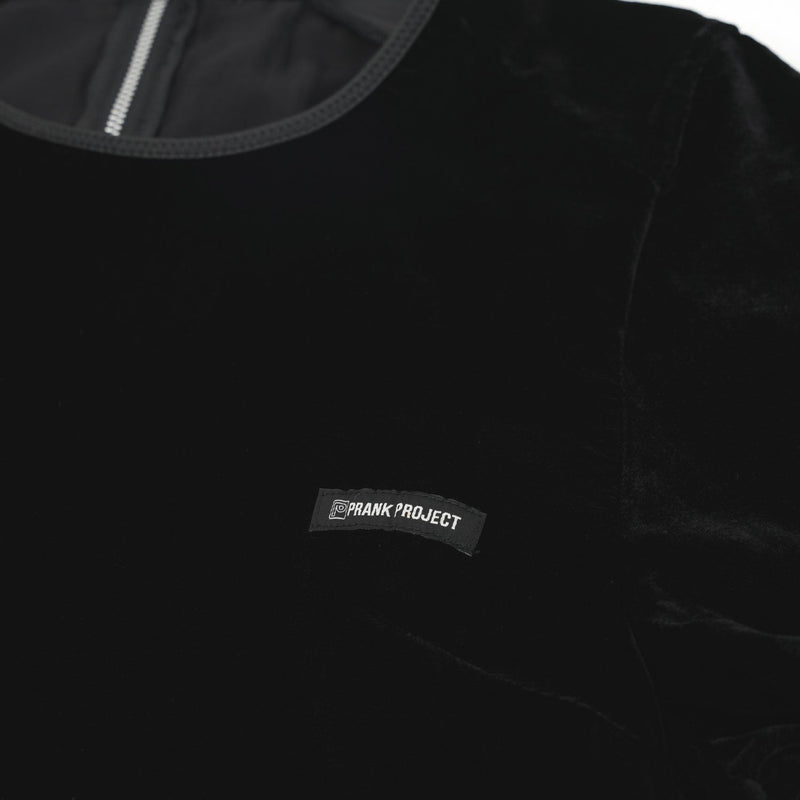 Shoulder Gathered Velour T-Shirt-C.GREY-