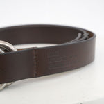LEATHER RING BELT -BROWN-