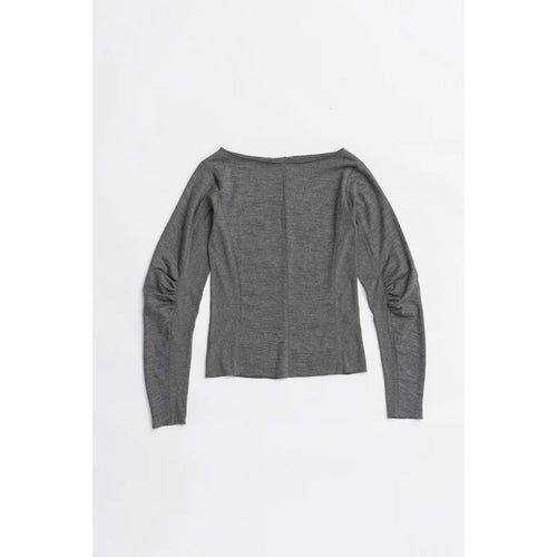 Wool Slouchy Sleeve Top -GREY-