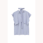 SQUARE SLEEVE BLOUSE -BLUE-