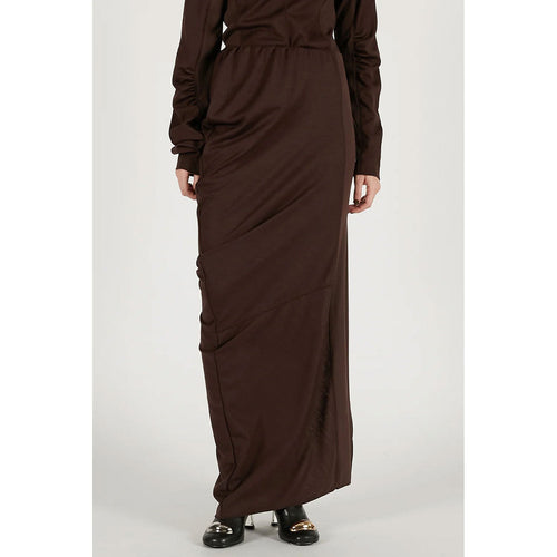 Wool Slouchy Skirt-BROWN-