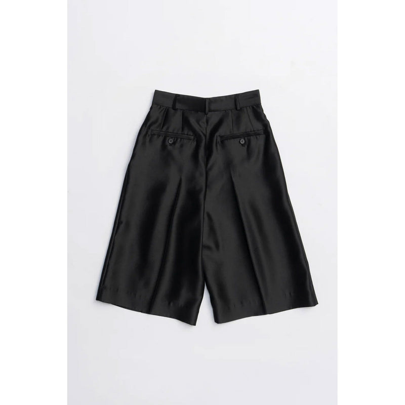 Organza Bermuda Pants-BLACK-