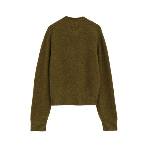 YAK V NECK KNIT TOPS -MUSTARD-