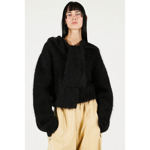 Alpaca Blend 2-Way Hoodie-BLACK-