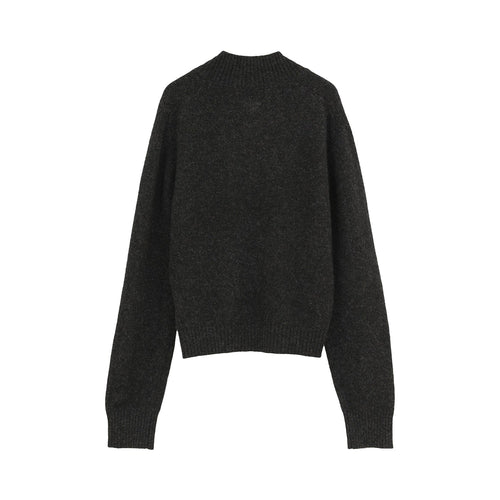 YAK V NECK KNIT TOPS -CHACOAL GRAY-