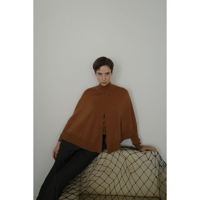 CAPE SET KNIT TOPS -CAMEL-