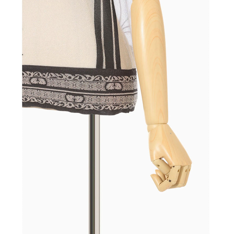 Nature Pattern Sheer Knitted Crew Neck Top-black