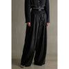 Synthetic Leather Voluminous Wide Pants-BLACK-