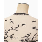 Nature Pattern Sheer Knitted Crew Neck Top-black