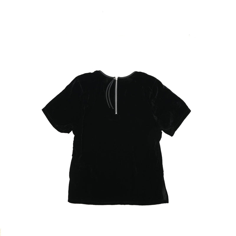 Shoulder Gathered Velour T-Shirt-C.GREY-