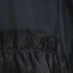 サテンプリーツペプラムブラウス -BLACK-