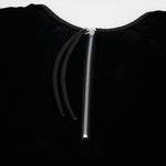 Shoulder Gathered Velour T-Shirt-C.GREY-