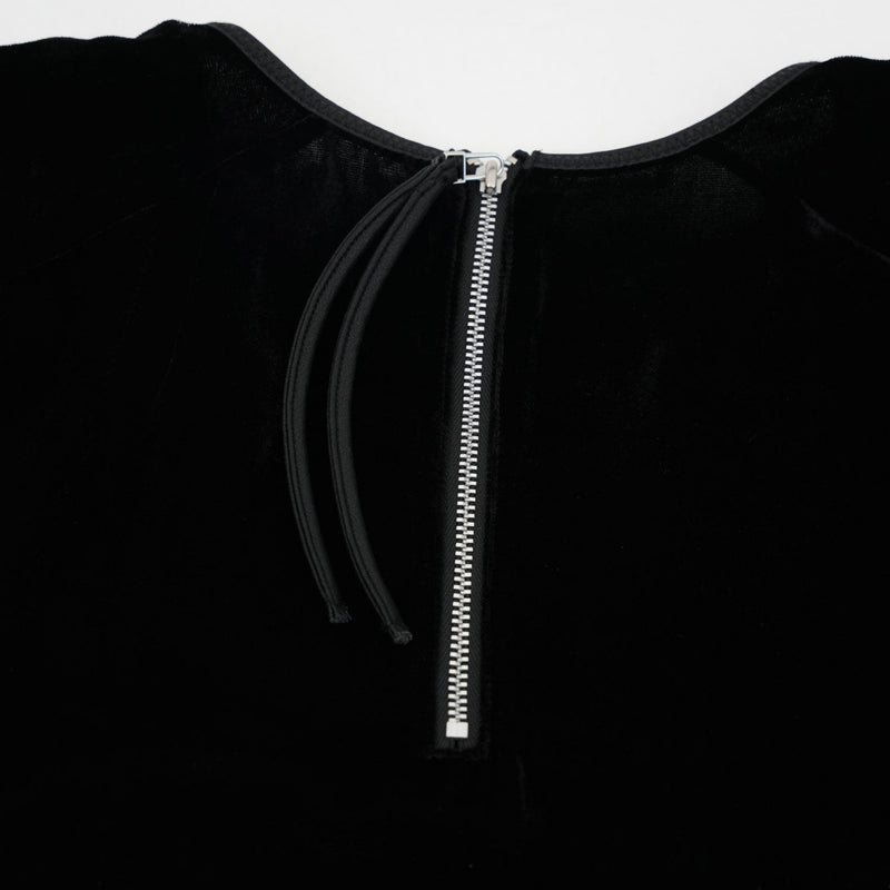 Shoulder Gathered Velour T-Shirt-C.GREY-