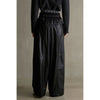 Synthetic Leather Voluminous Wide Pants-BLACK-