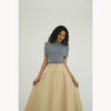 SQUARE SLEEVE KNIT TOPS -BEIGE-