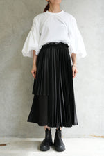 シャーリングバルーンスリーブTOPS-BLACK-