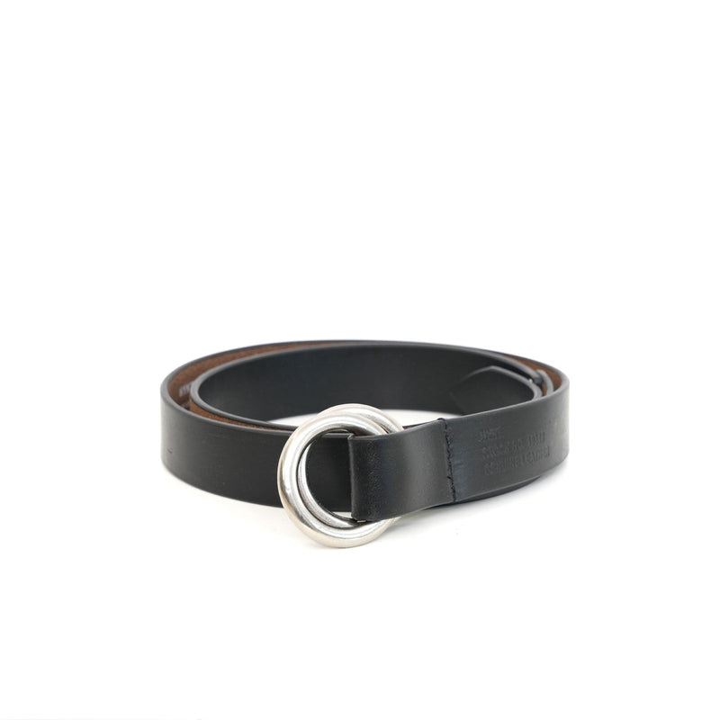 LEATHER RING BELT -BLACK-